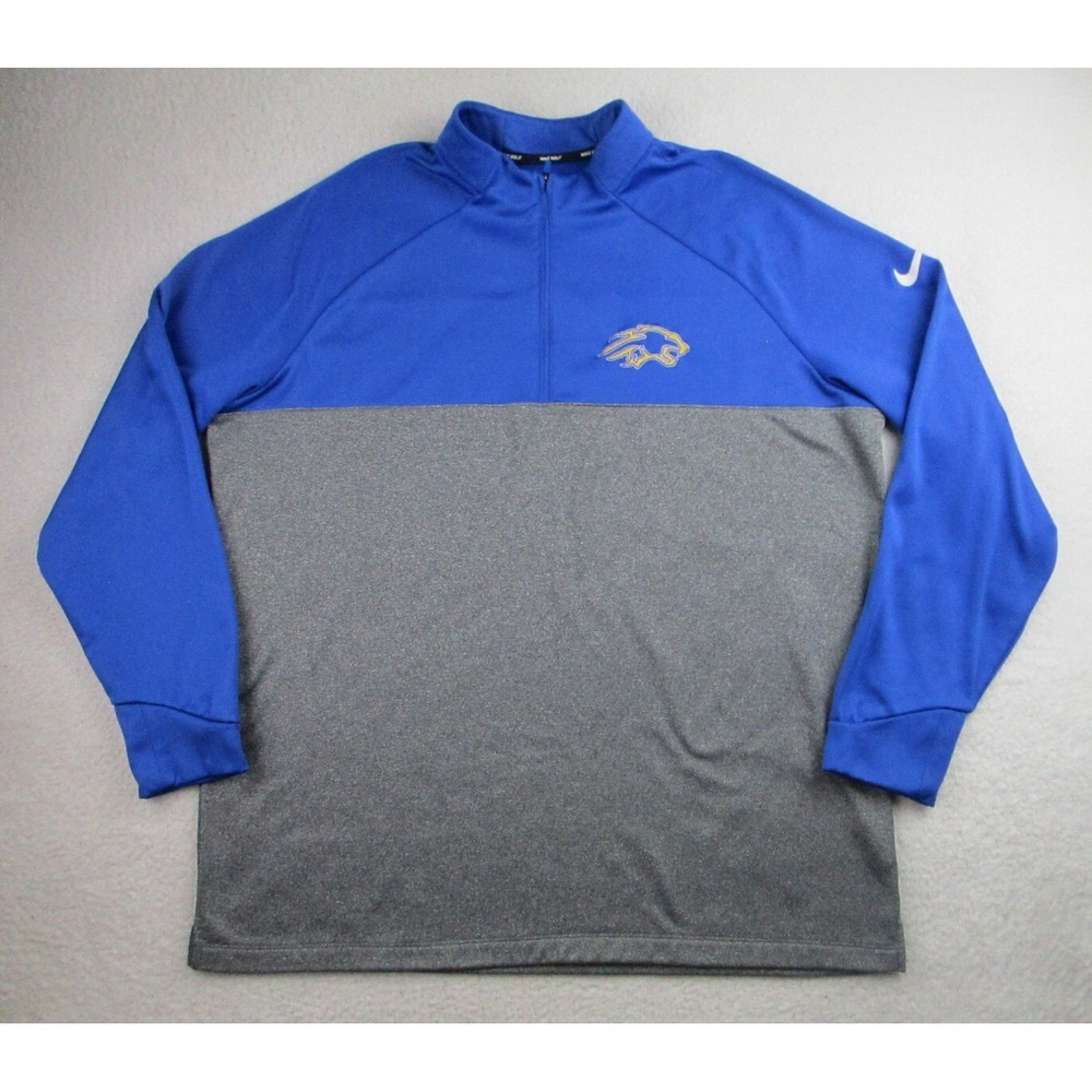 Nike Golf Fleece Sweater Mens XXL Blue Gray Long Sleeve Pullover 1/4 Zip Cougars